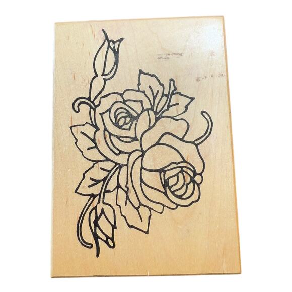 Creations Oversized Roses With Leaves Rubber Stamps - Picture 1 of 3